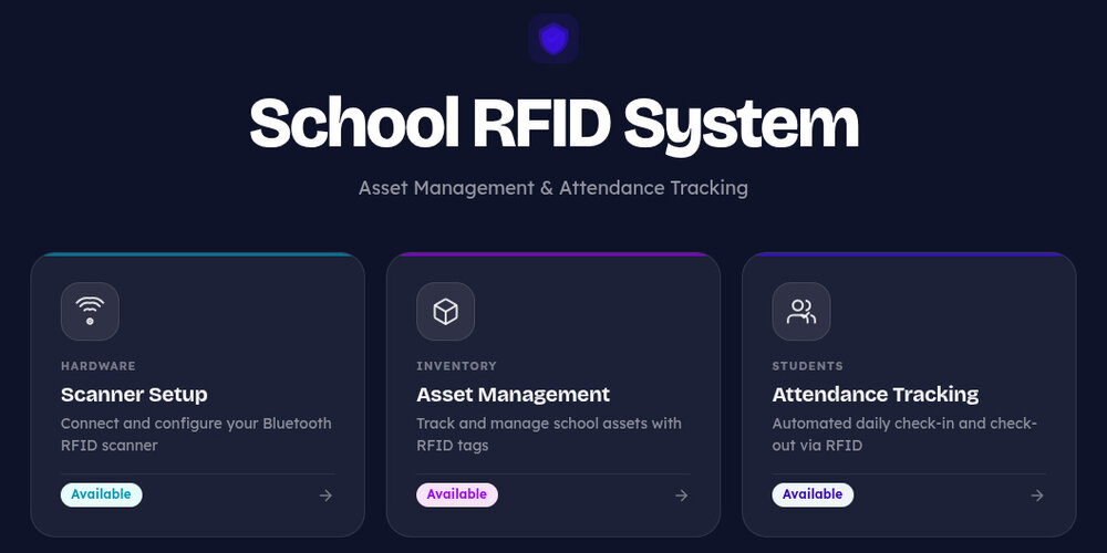 School RFID System — main dashboard overview